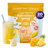 Javvy envase frontal sabor piña mango mostrando diseño y beneficios