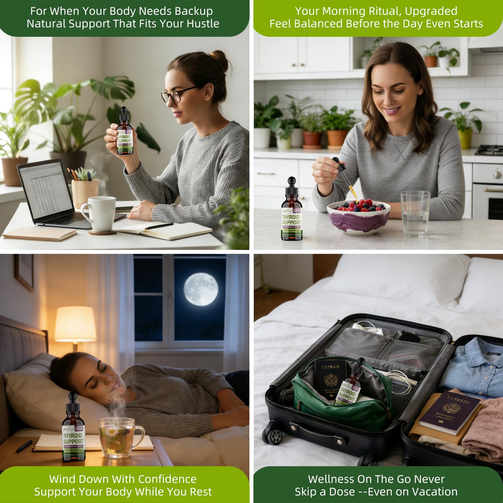 JAXVITLCY gotas vertidas en batido matutino para mejor absorción
