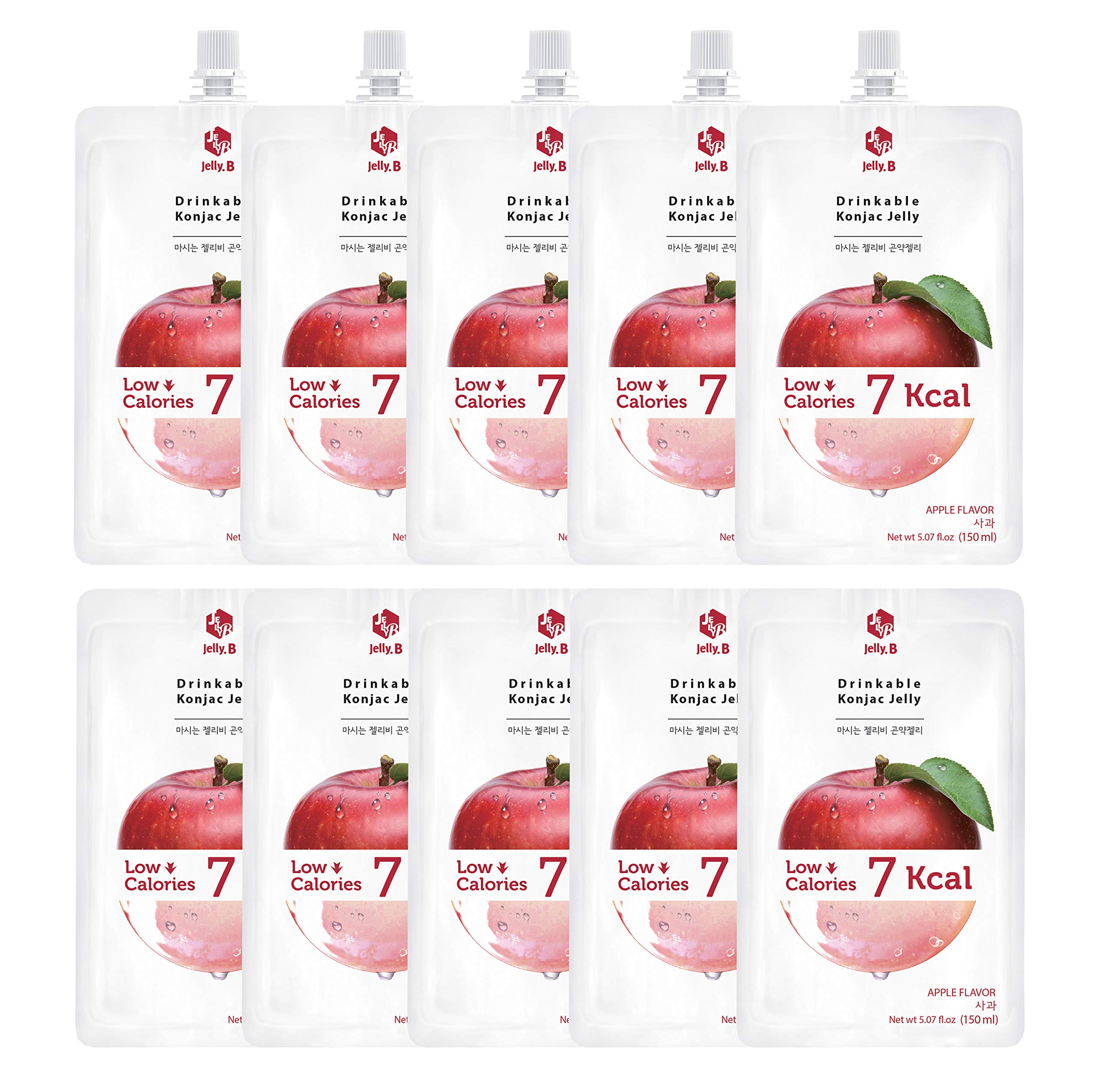 Jayone JELLY B frente del empaque Apple que destaca 0 g azúcar y 6 kcal