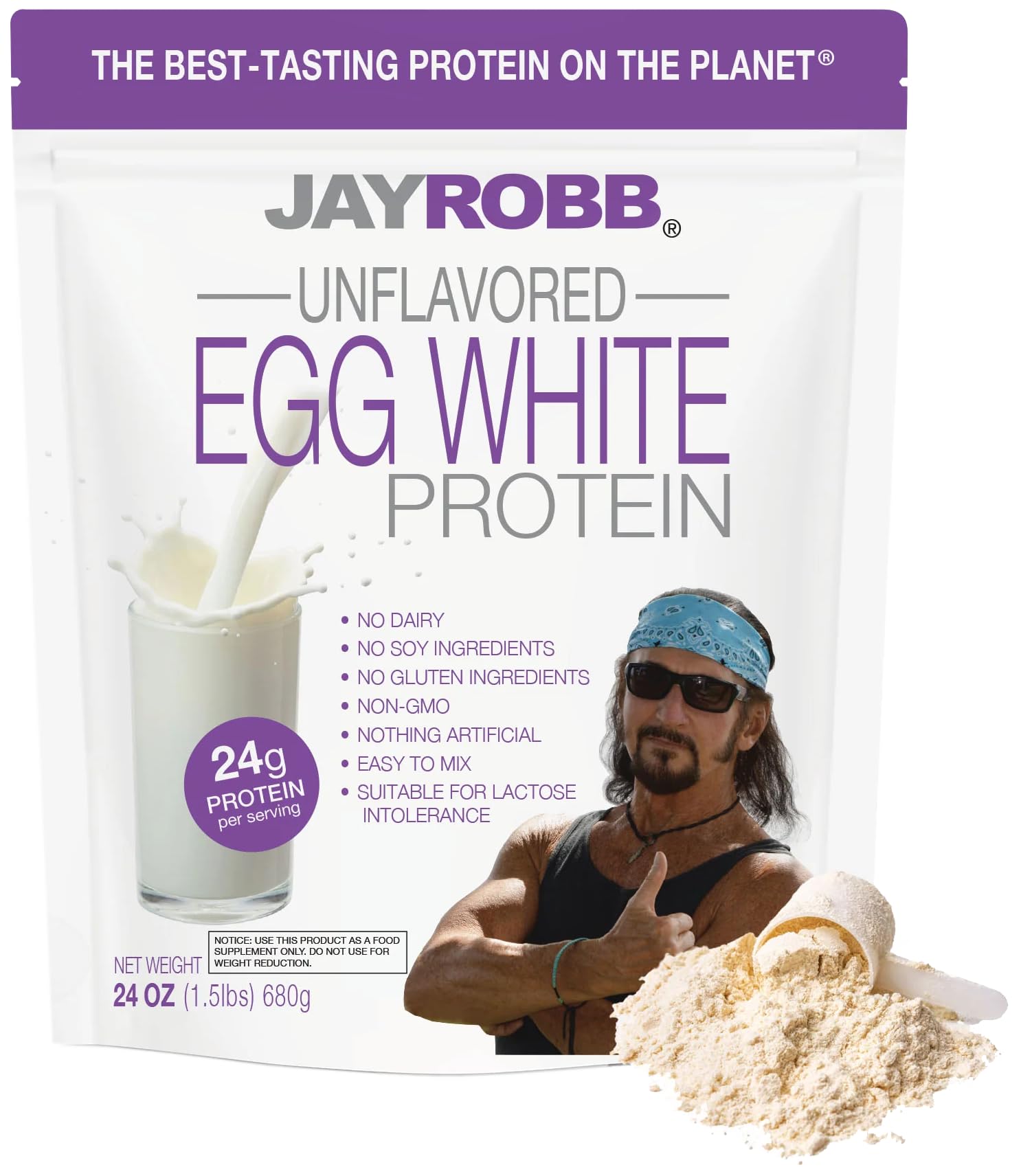 JAYROBB frente del empaque mostrando bolsa y beneficio proteína pura