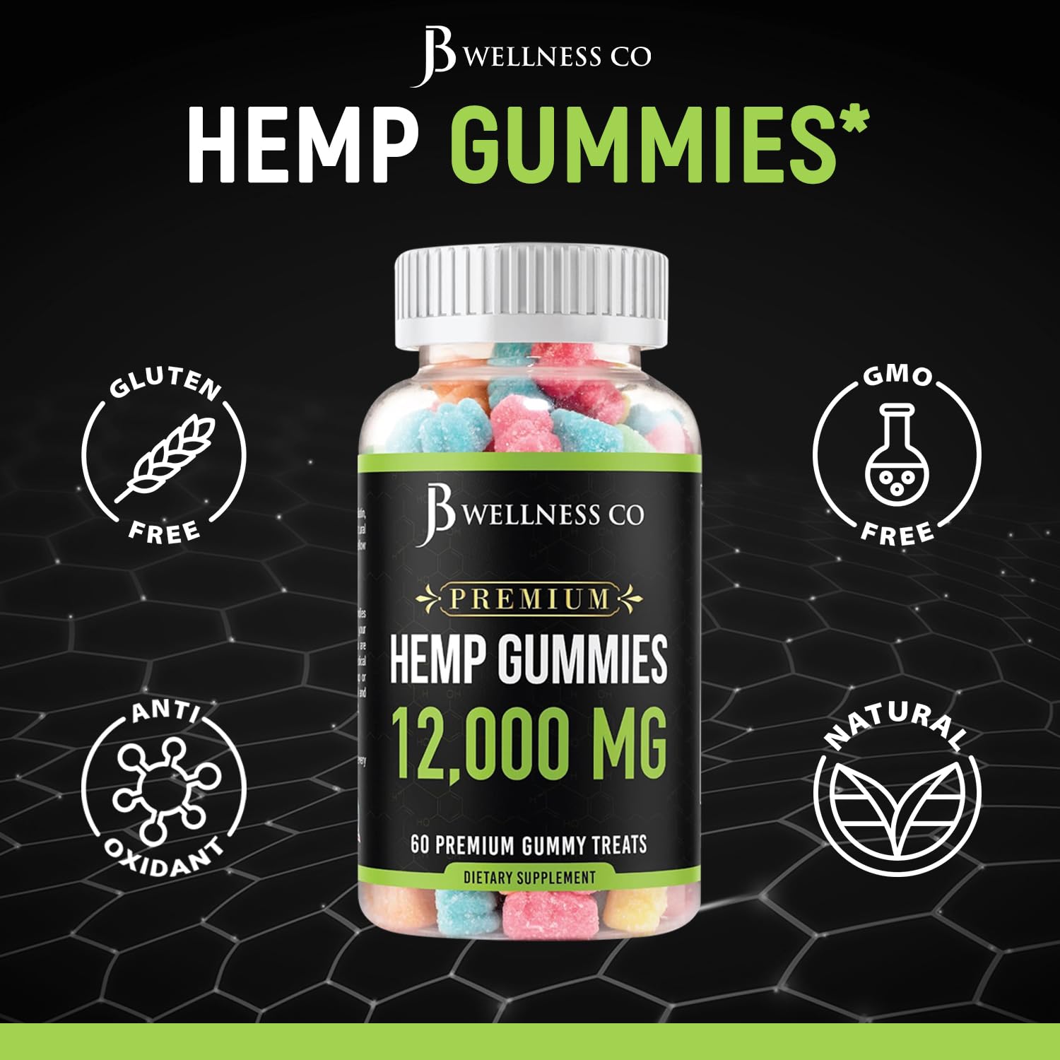 JB Wellness Co escena de estilo de vida con frascos para uso cotidiano y conveniencia