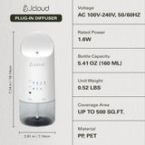 JCLOUD difusor con botellas de aceite (no incluidas) sugiriendo opciones aromáticas