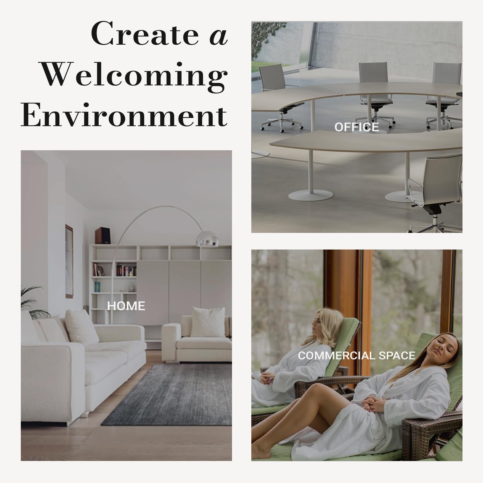 JCLOUD ambiente de salón con aroma White Tea para sensación relajante
