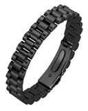 Jecanori vista frontal de la pulsera mostrando diseño masculino y acabado