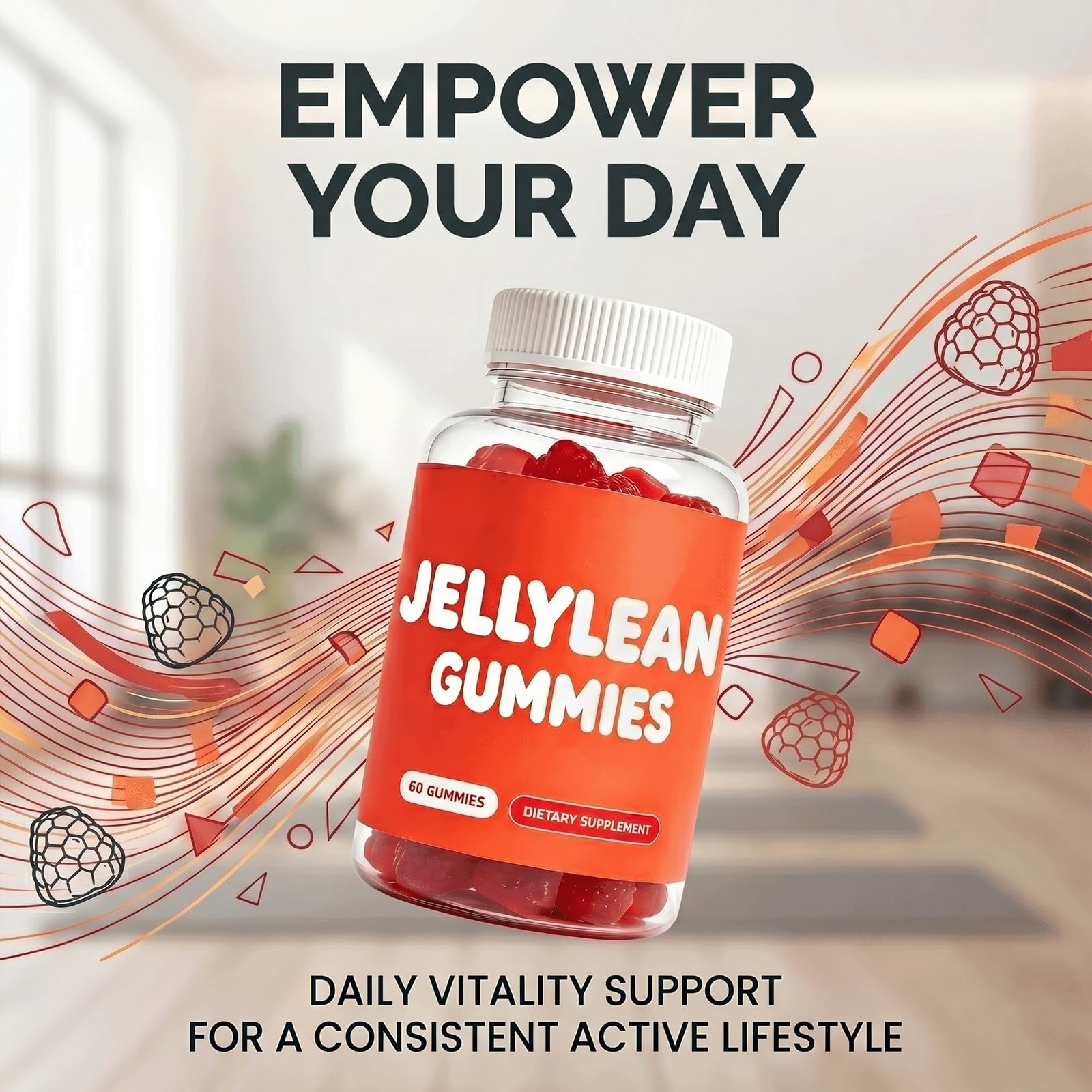 Jellylean gomitas en una mano para visualización de porción conveniente