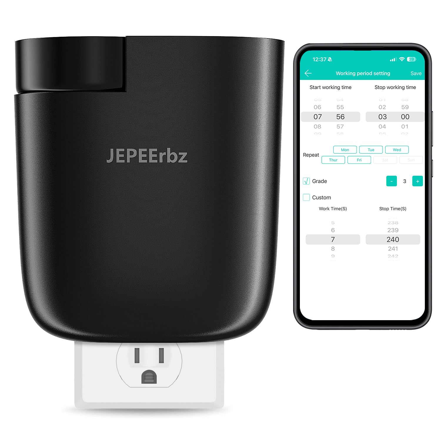 JEPEErbz difusor frontal enchufable muestra diseño elegante y uso fácil