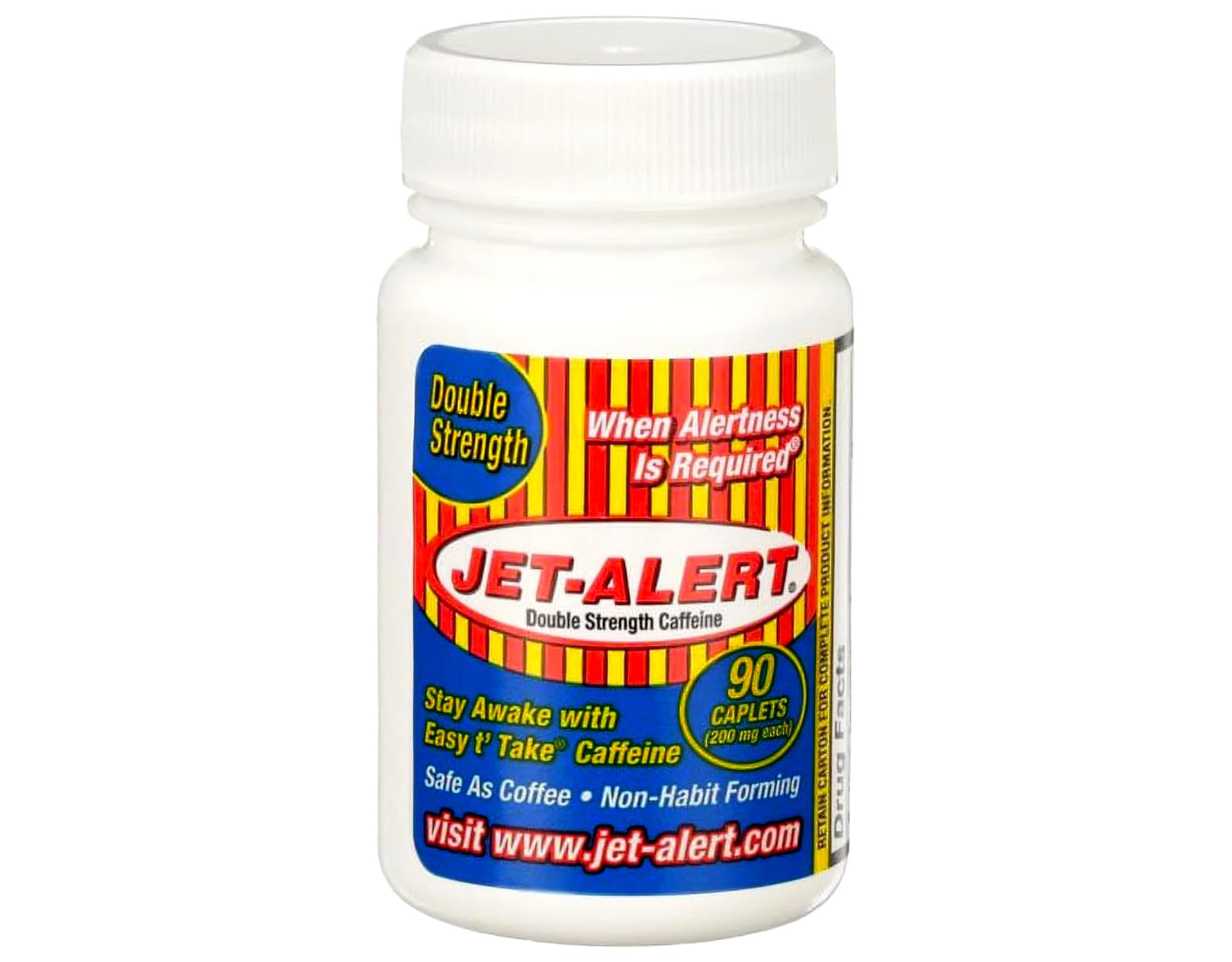 Jet-Alert caplet en la mano para mostrar escala y portabilidad, fácil de llevar