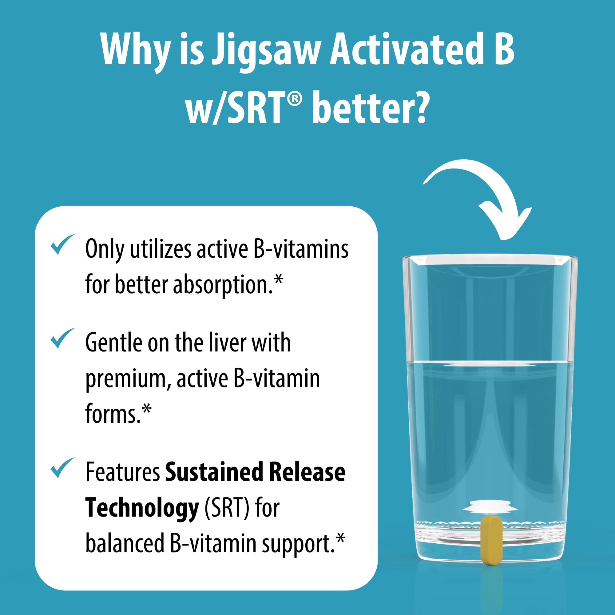 Frasco de Jigsaw Health sobre mesa de cocina mostrando uso cotidiano