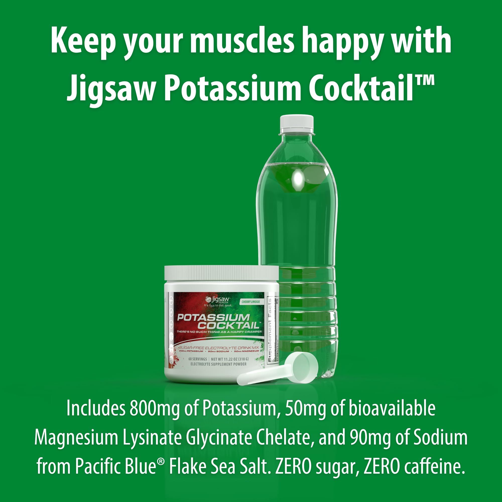 Jigsaw Health cucharada colmada de polvo mostrando la porción y conveniencia diaria