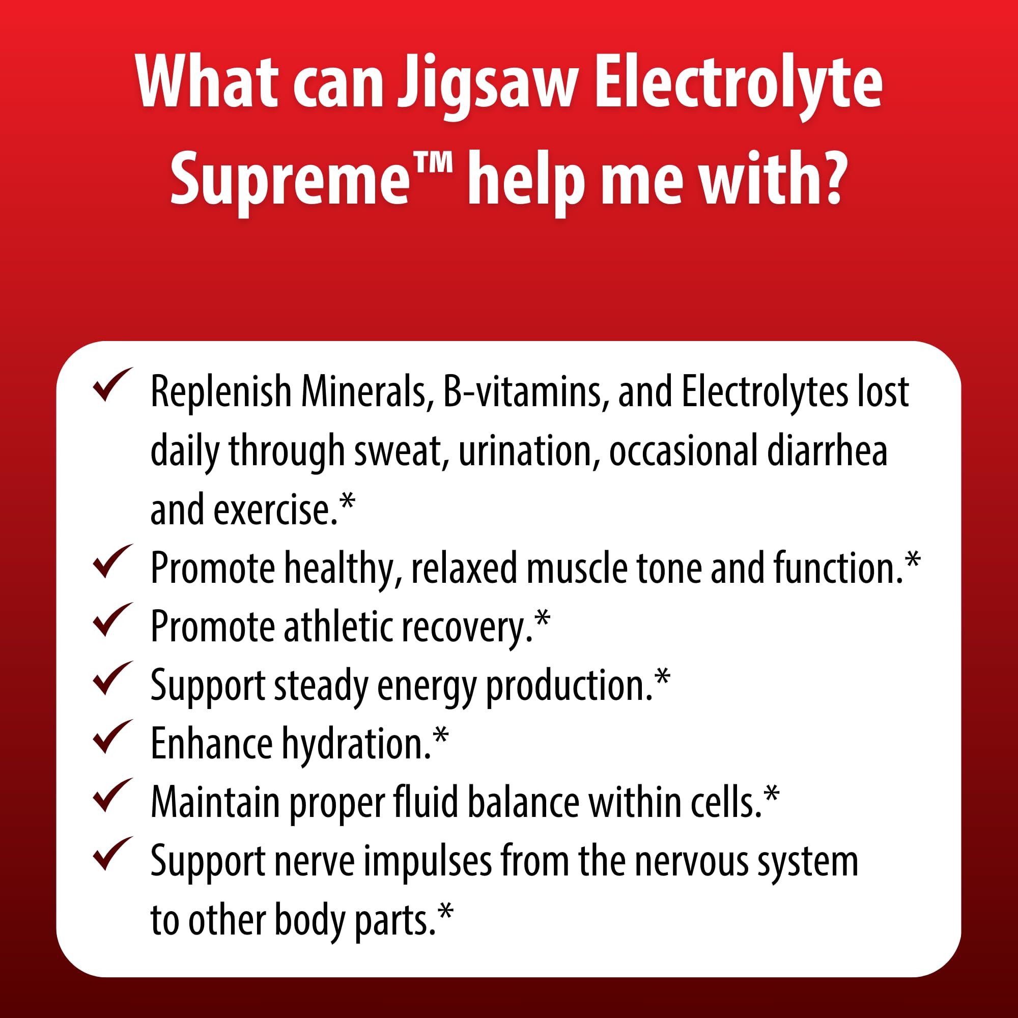 Disposición de minerales y vitaminas incluidos en Jigsaw Health para soporte nutritivo