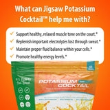 Jigsaw Health polvo disuelto en vaso mostrando bebida clara y sin azúcar