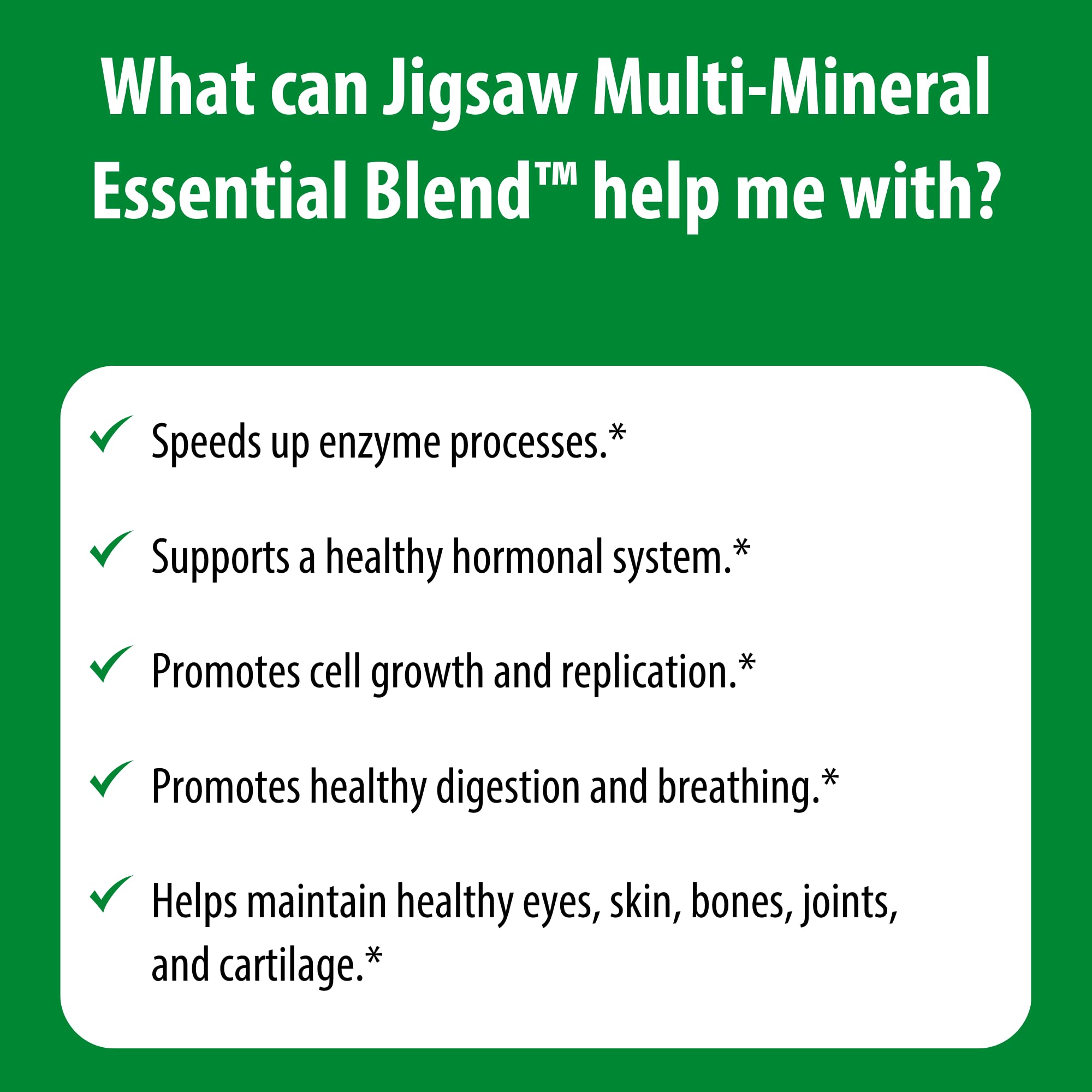 Jigsaw Health frasco entre alimentos saludables sugiriendo complemento dietario