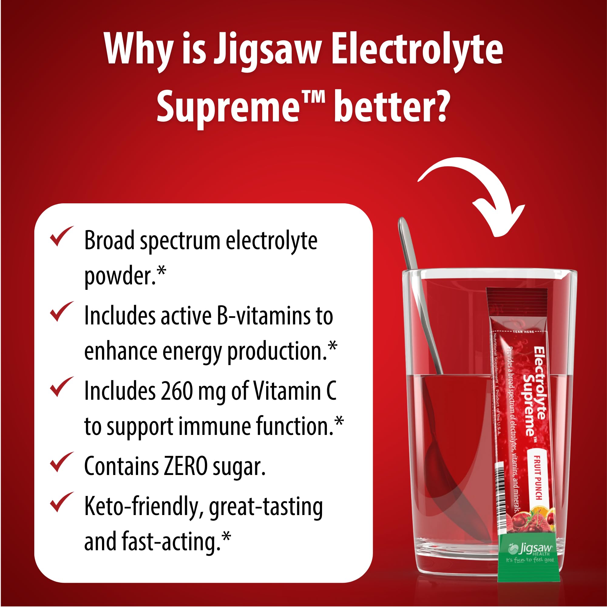 Jigsaw Health botella y sobre durante ejercicio para reponer electrolitos