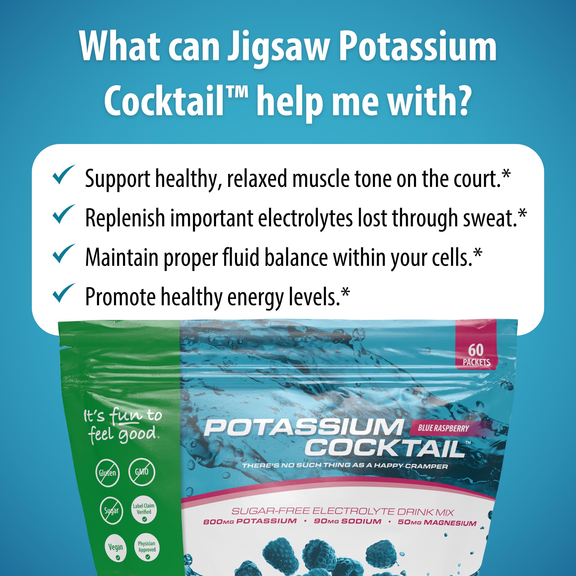 Jigsaw Health atleta mezclando el sobre antes de jugar en pista, apoyo electrolítico