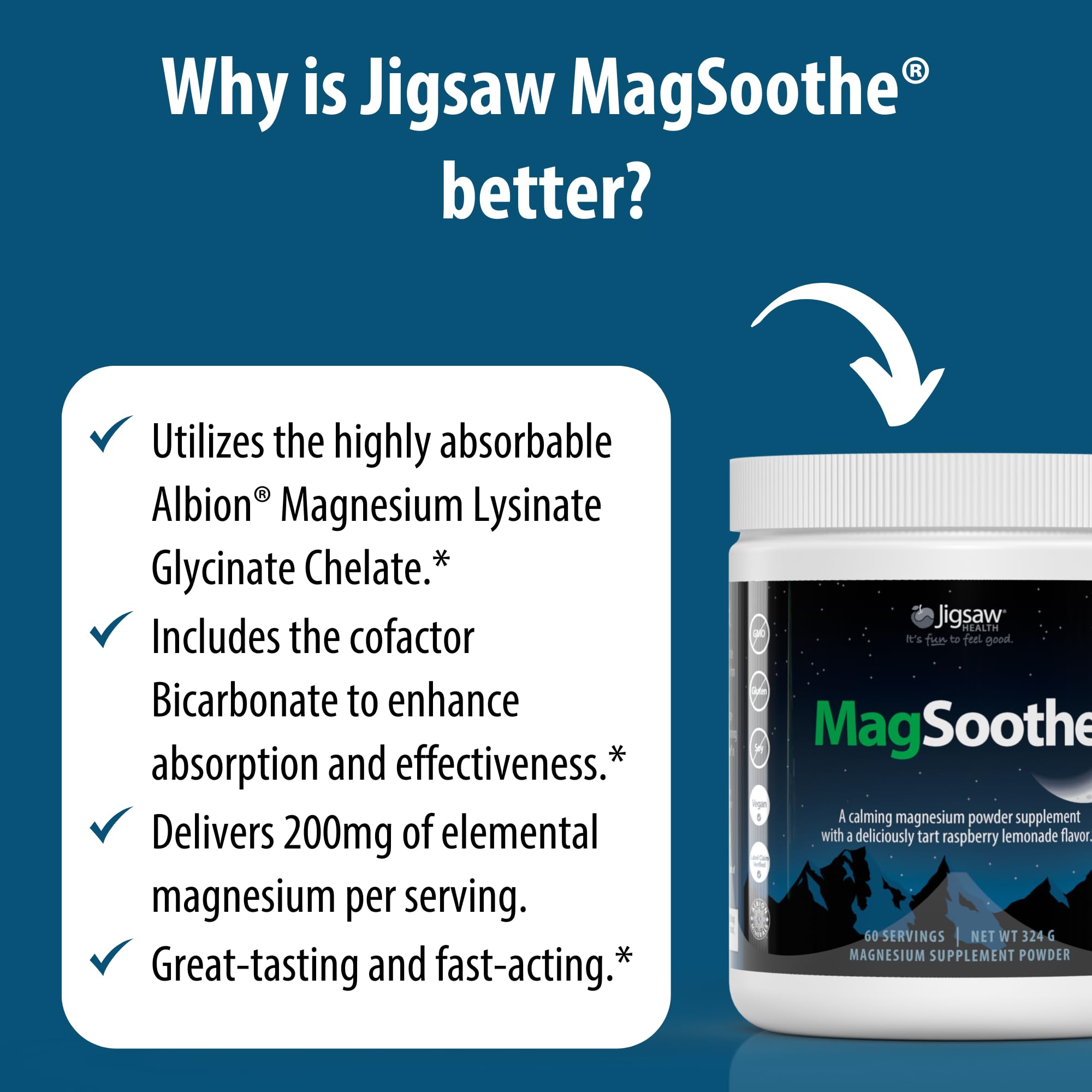 Jigsaw Health cucharilla medidora con polvo MagSoothe, dosificación sencilla y precisa