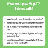Envase abierto de Jigsaw Health MagSRT con tabletas alineadas en fondo claro