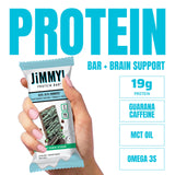 JIMMYBAR barra cortada revela textura interior y alto contenido proteico para saciedad