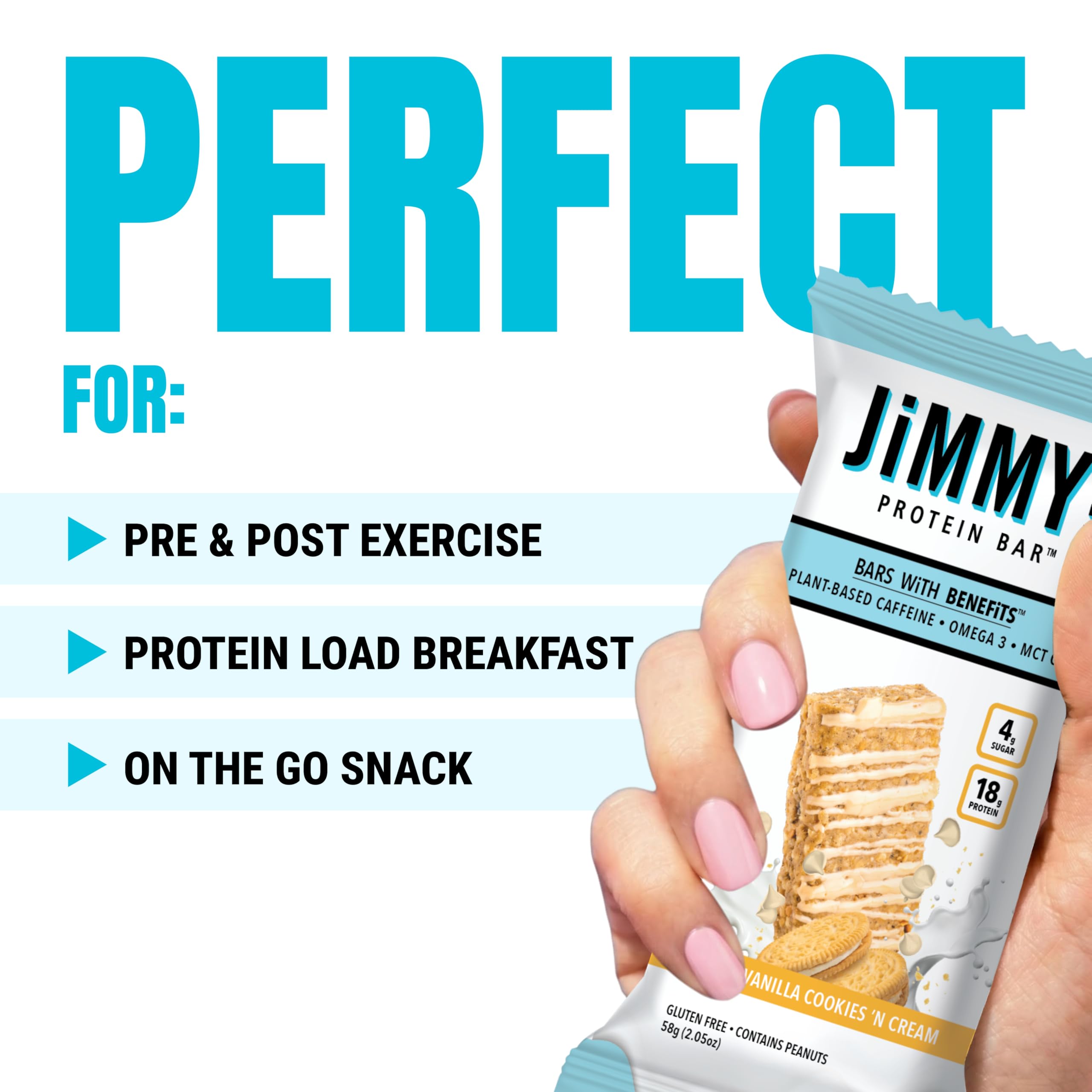 JIMMYBAR barra desenvuelta en mano lista para consumir y energía inmediata