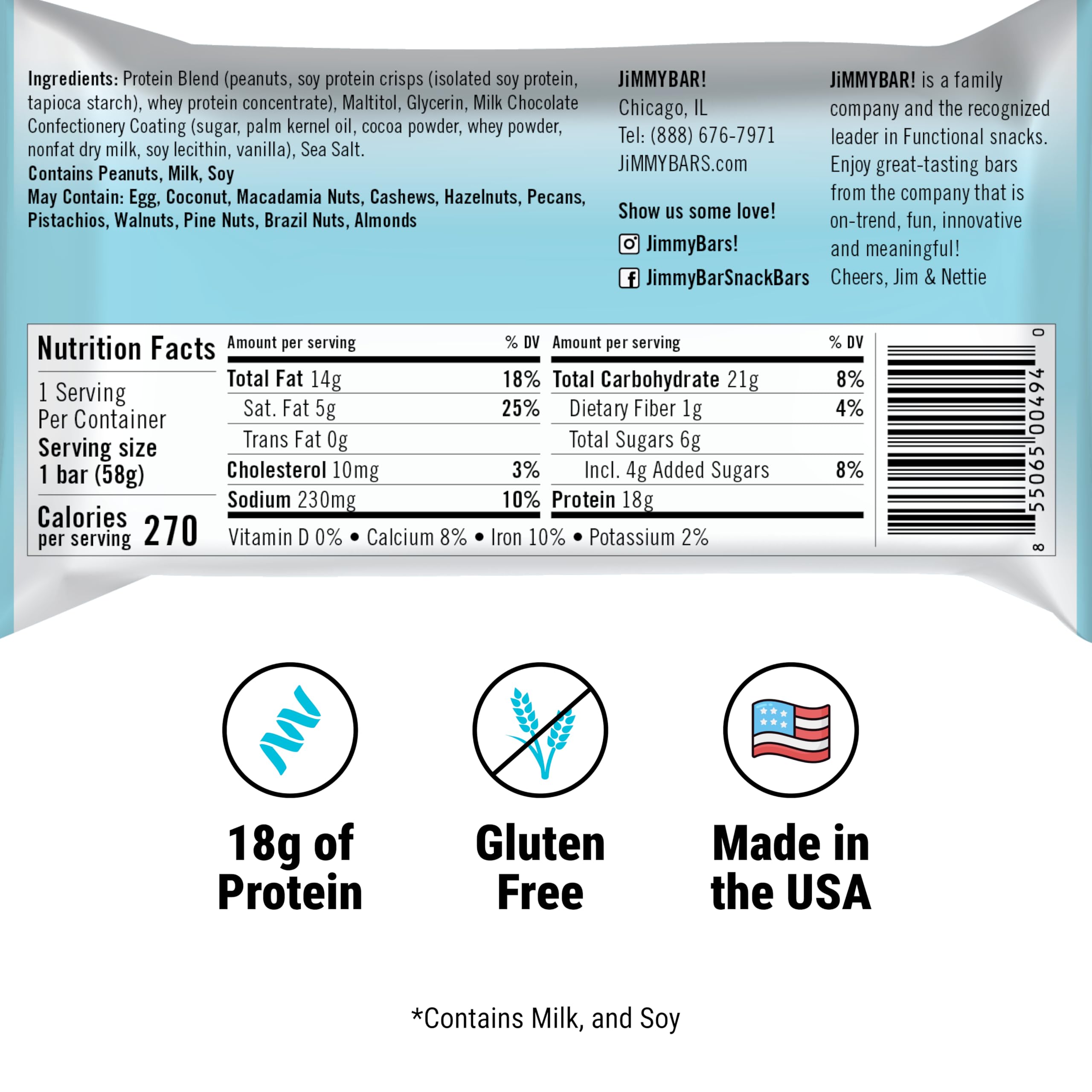 JIMMYBAR etiqueta nutricional legible para verificar proteínas y azúcares
