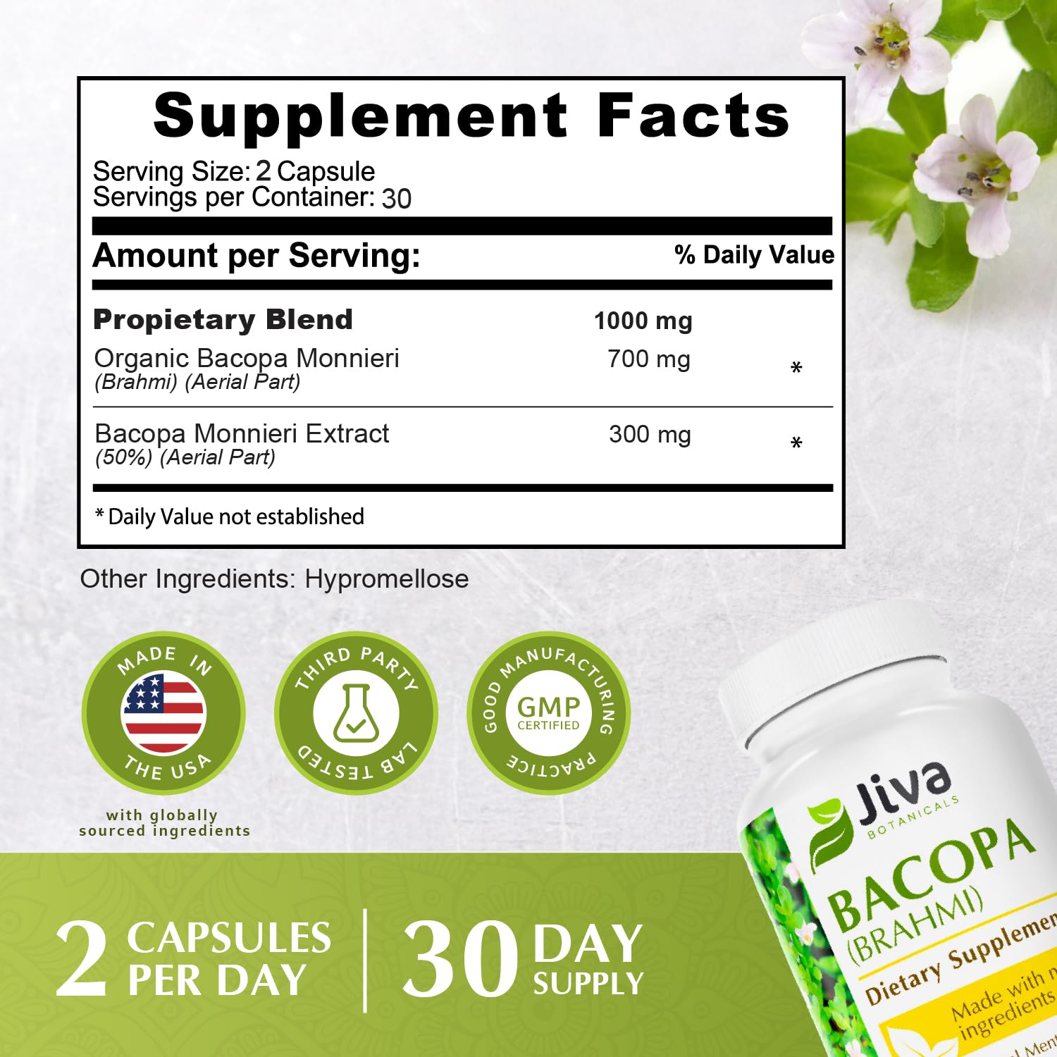 Jiva Botanicals caja abierta con frasco, presentación lista para uso