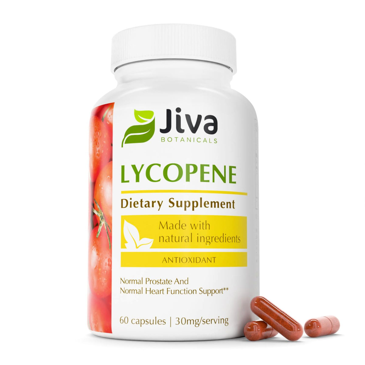 Jiva Botanicals frasco frontal mostrando etiqueta y beneficio antioxidante