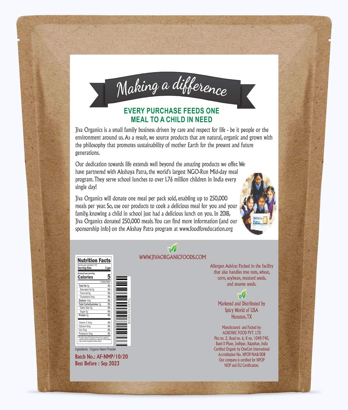 Jiva Organics ingrediente en cocina mostrando integración alimentaria segura
