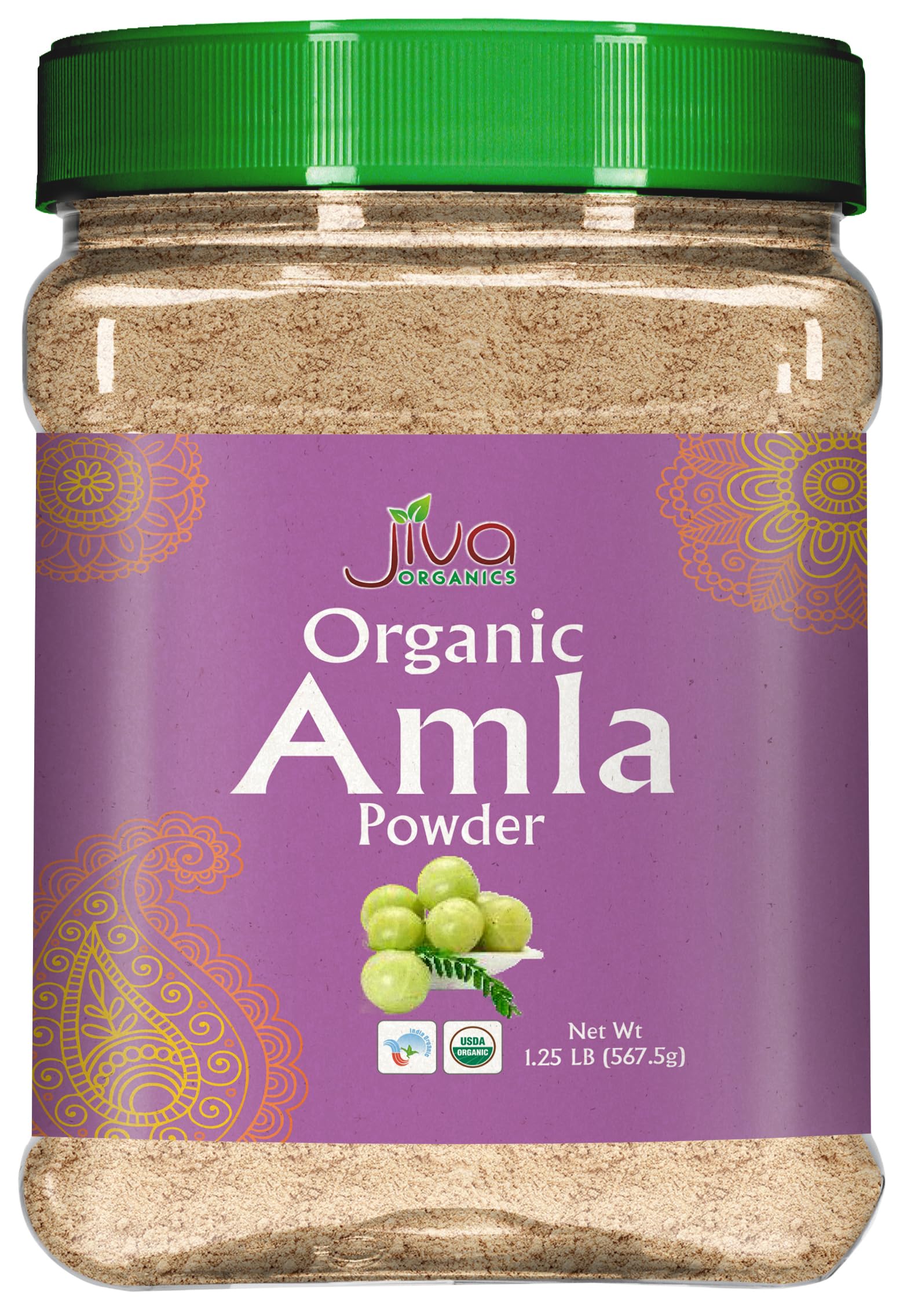 Jiva Organics frente del paquete mostrando bolsa resellable y contenido puro