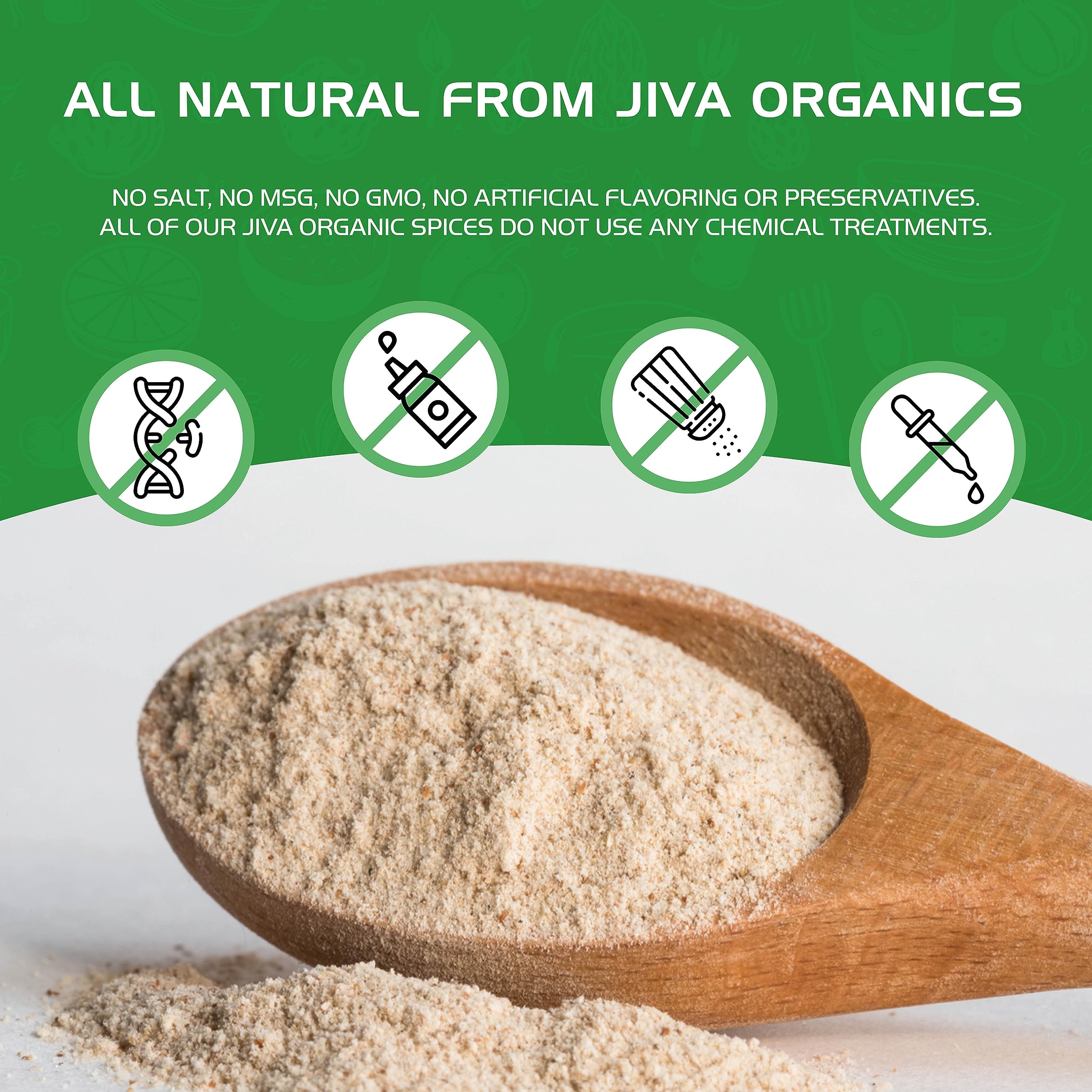 Jiva Organics etiqueta USDA Organic y Non-GMO confirmando certificaciones