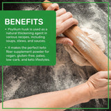 Jiva Organics manos vertiendo psyllium beneficiando preparación fácil