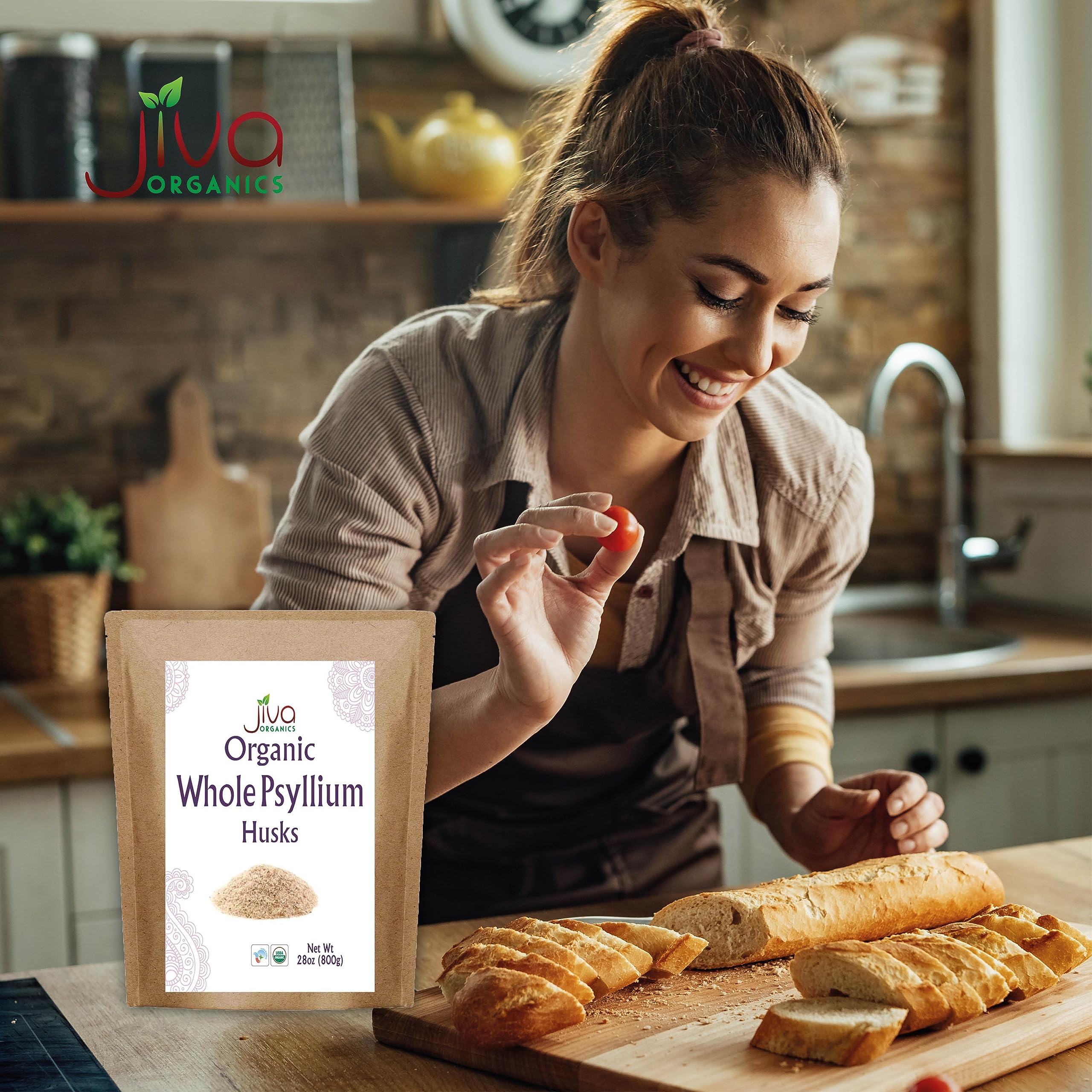 Jiva Organics pan sin gluten hecho con psyllium mejorando estructura