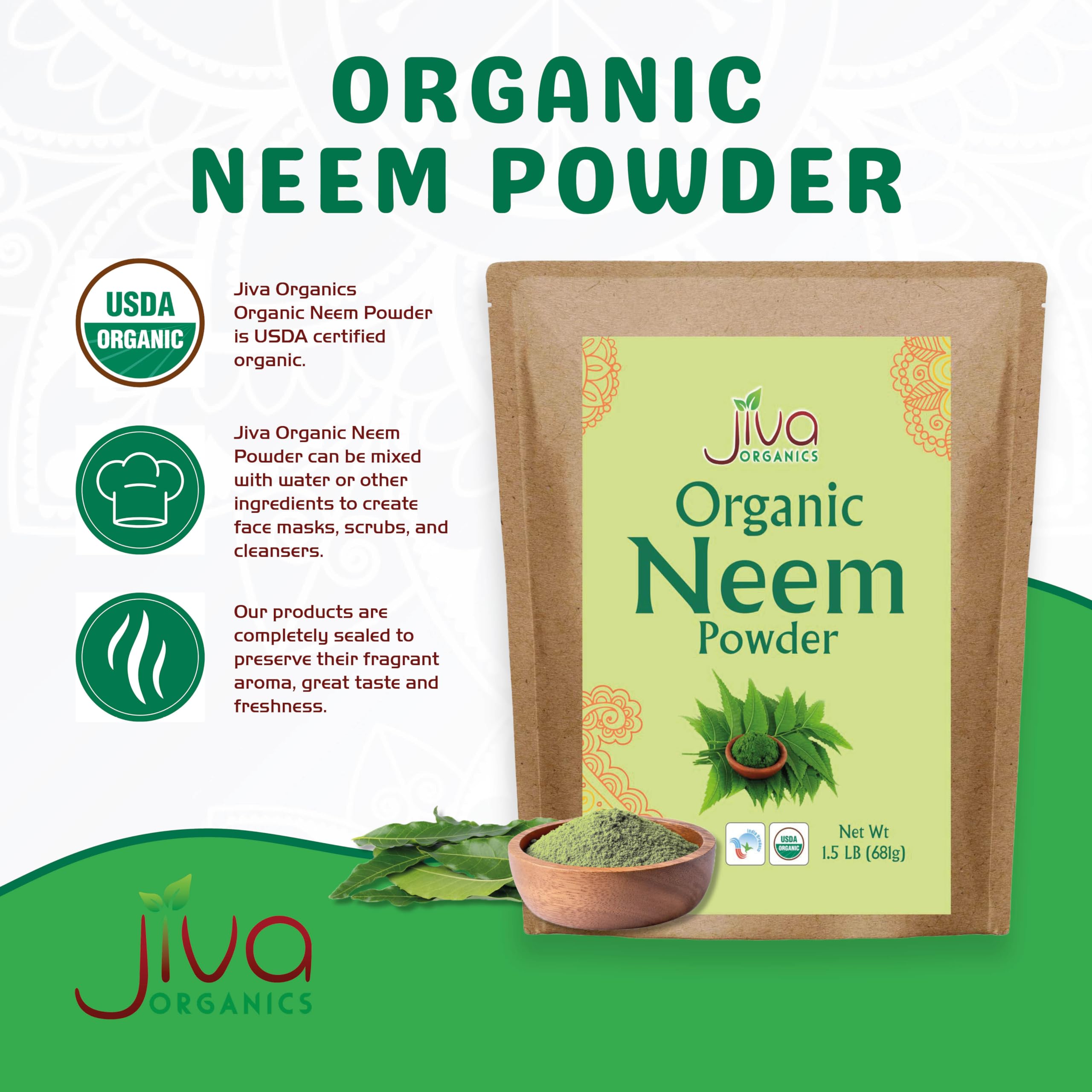Jiva Organics primer plano de la textura fina del polvo, ideal para mezclas cosméticas