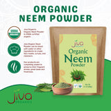 Jiva Organics primer plano de la textura fina del polvo, ideal para mezclas cosméticas