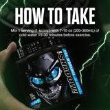 JNX SPORTS The Shadow bote abierto con cucharilla mostrando porción exacta