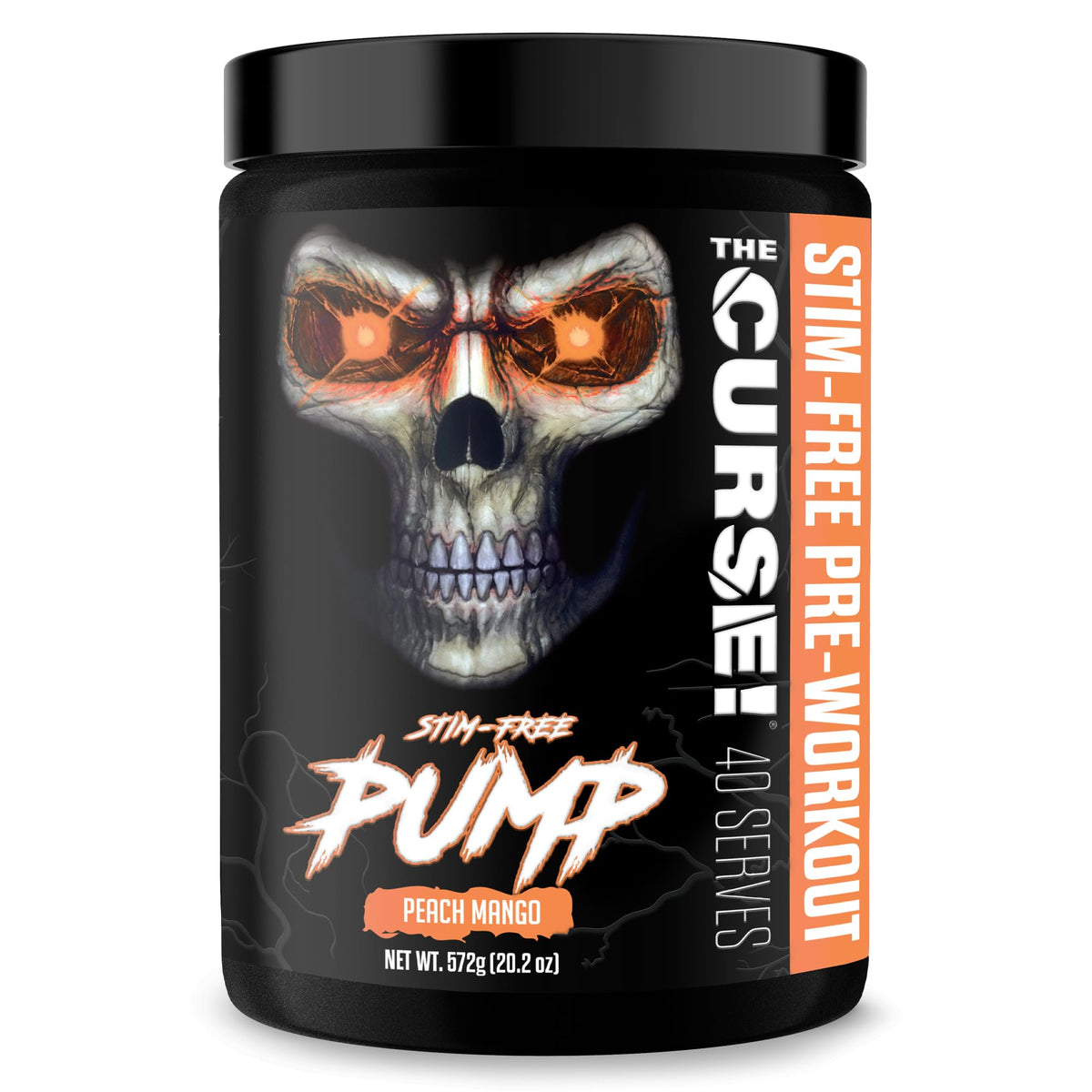 JNX SPORTS el frasco The Curse! frontal mostrando diseño y sabor peach mango