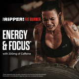 JNX SPORTS envase The Ripper junto a una botella para comparar tamaño y facilidad
