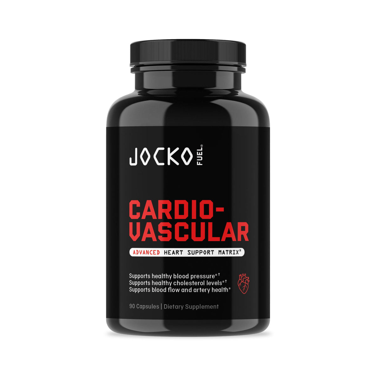Jocko Fuel frasco frontal del suplemento para apoyo cardiovascular, presentación clara