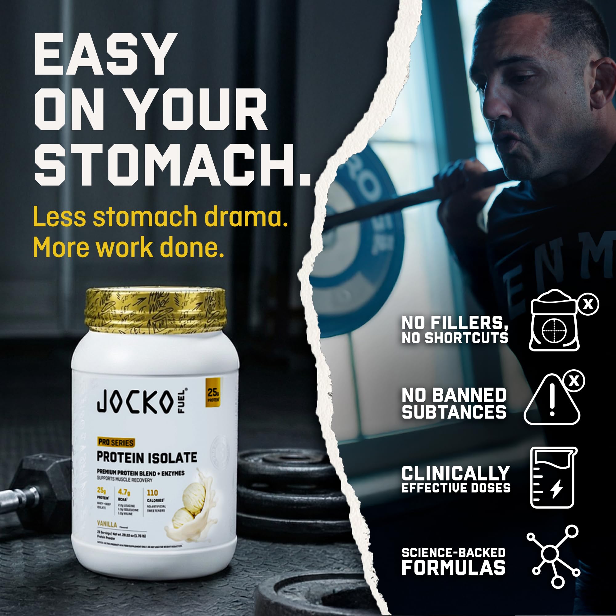 Jocko Fuel batido preparado en vaso listo para recuperación postentreno