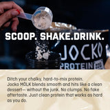 Jocko Fuel batido preparado en vaso, sabor banana cremoso y recuperación