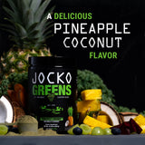 Jocko Fuel comparación de tamaño del envase junto a una servilleta para referencia