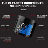 Jocko Fuel bebida mezclada sabor frambuesa azul lista antes del entrenamiento