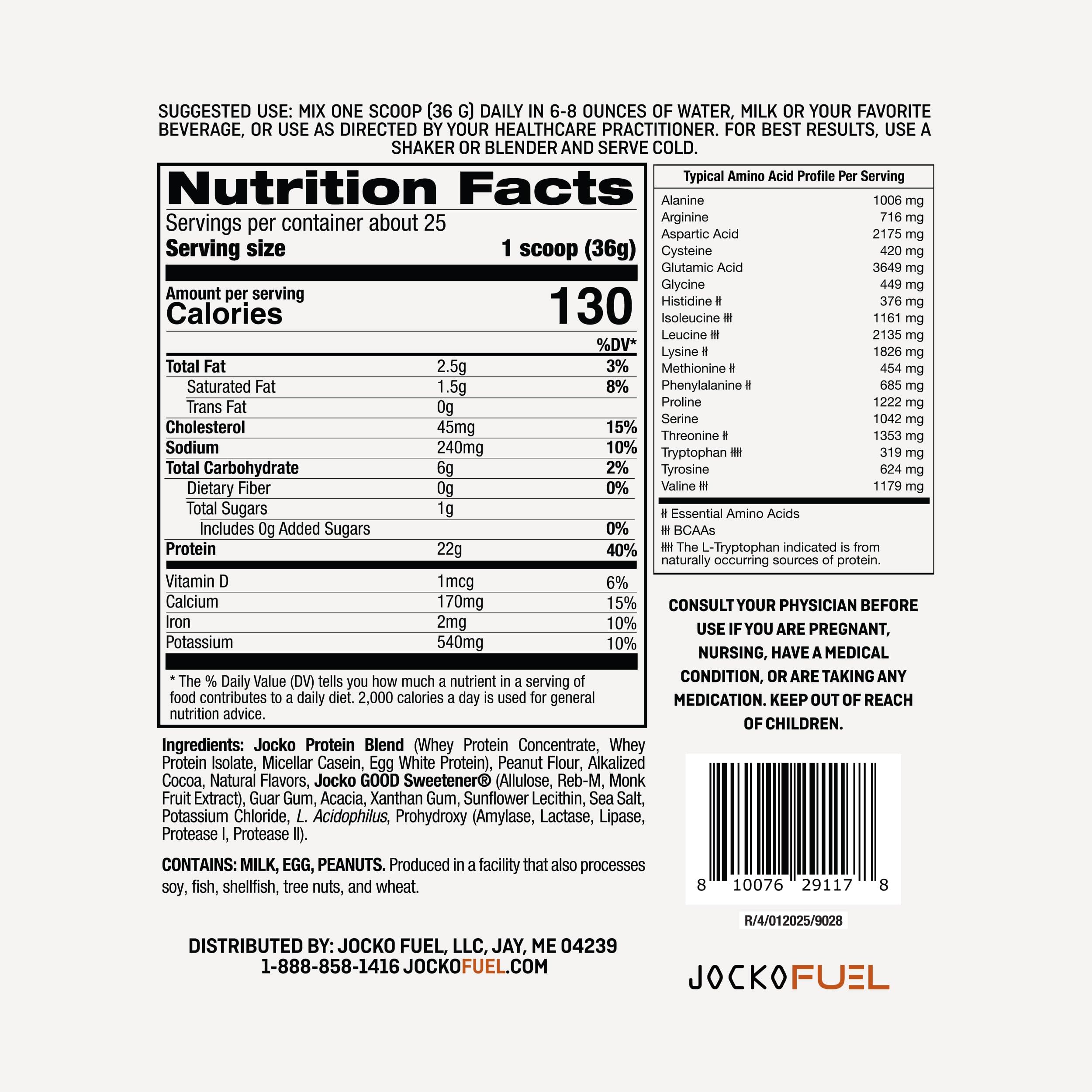 Jocko Fuel cuchara con polvo listo para medir porciones y facilitar consumo postentreno