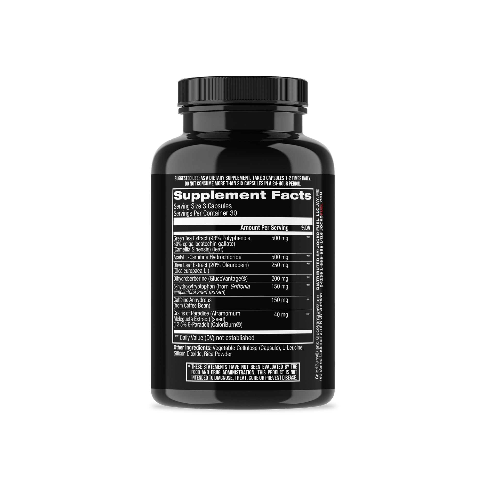 Jocko Fuel etiqueta con ingredientes y respaldo de pruebas de terceros