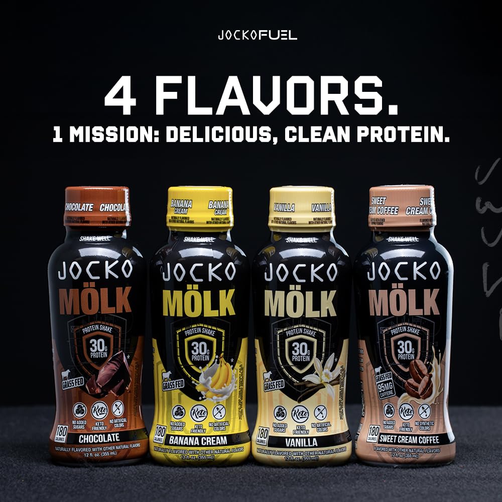 Jocko Fuel Mölk ilustración de ingredientes grass-fed y mezcla de proteínas