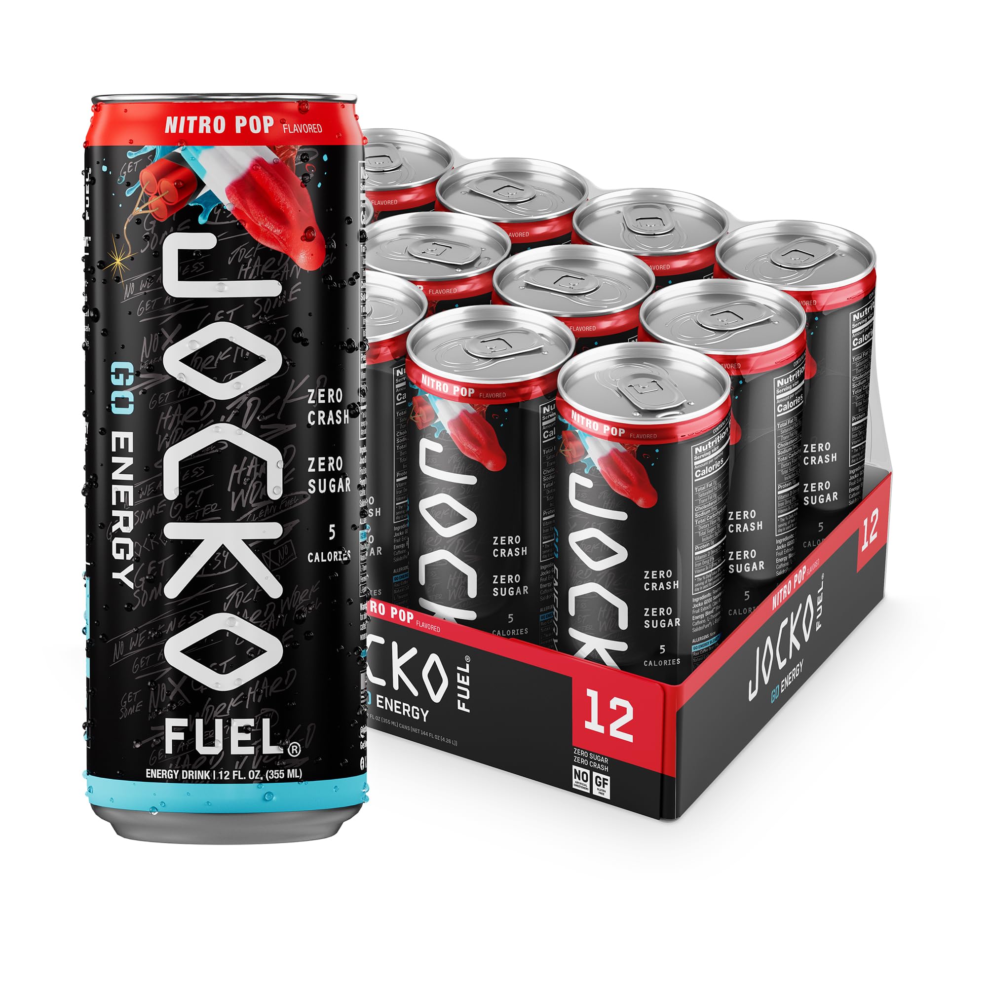 Jocko Fuel frontal de la lata mostrando etiqueta clara y energía inmediata