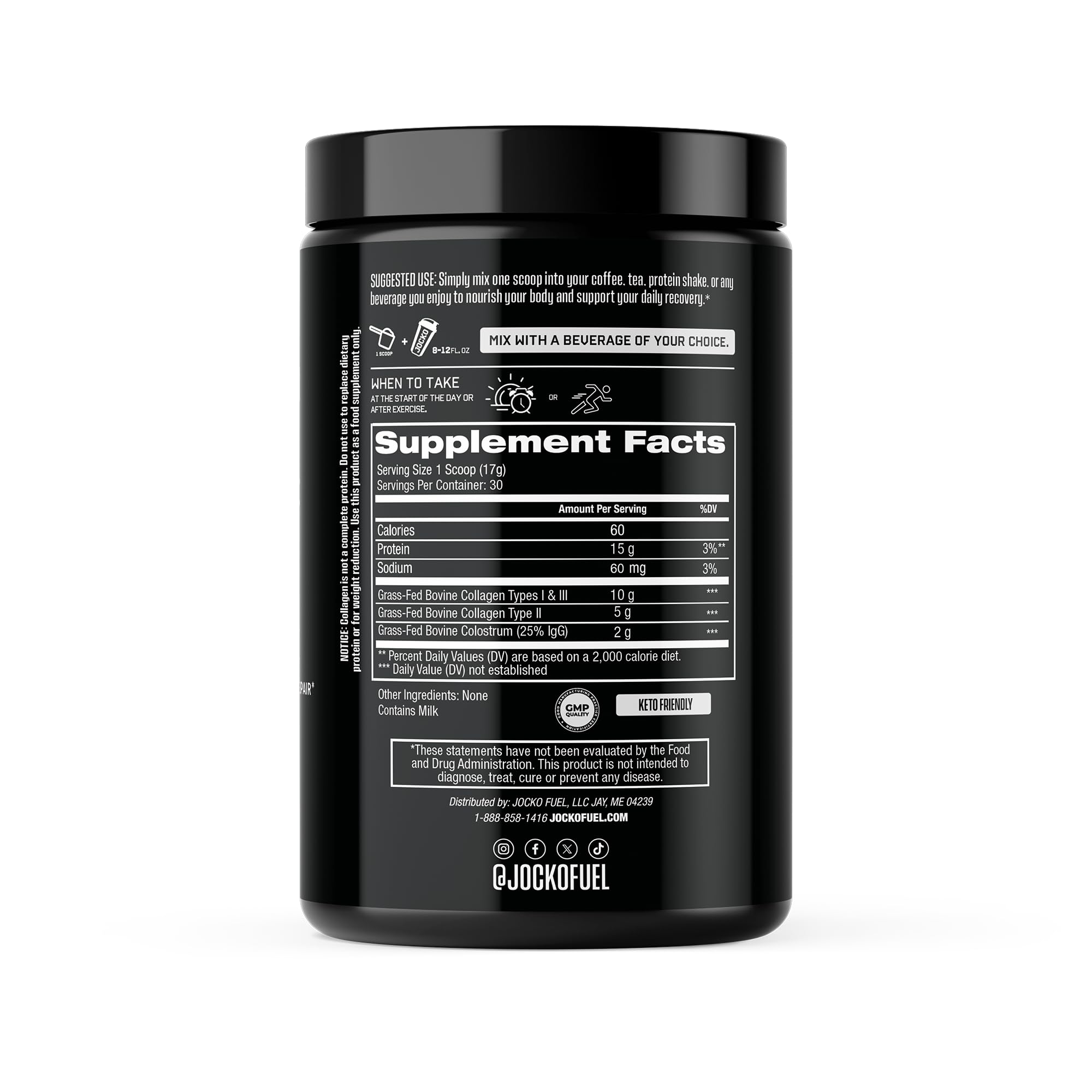 Jocko Fuel polvo textura en primer plano, demostrando mezcla fina y fácil disolución