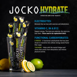 Jocko Fuel vertido en agua ilustrando preparación rápida y bebida refrescante