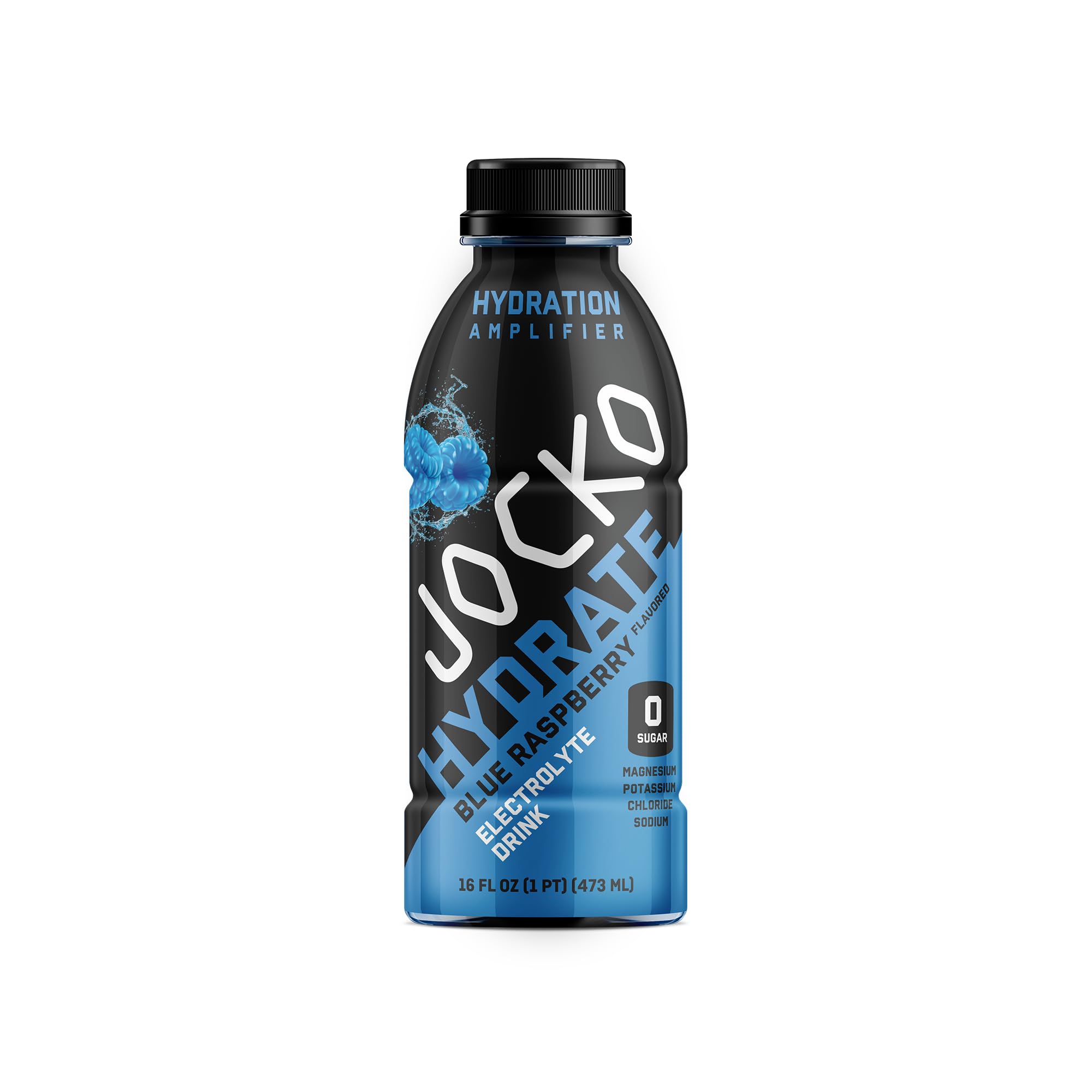 Jocko Fuel líquido azul en vaso preparado para beber y reponer electrolitos