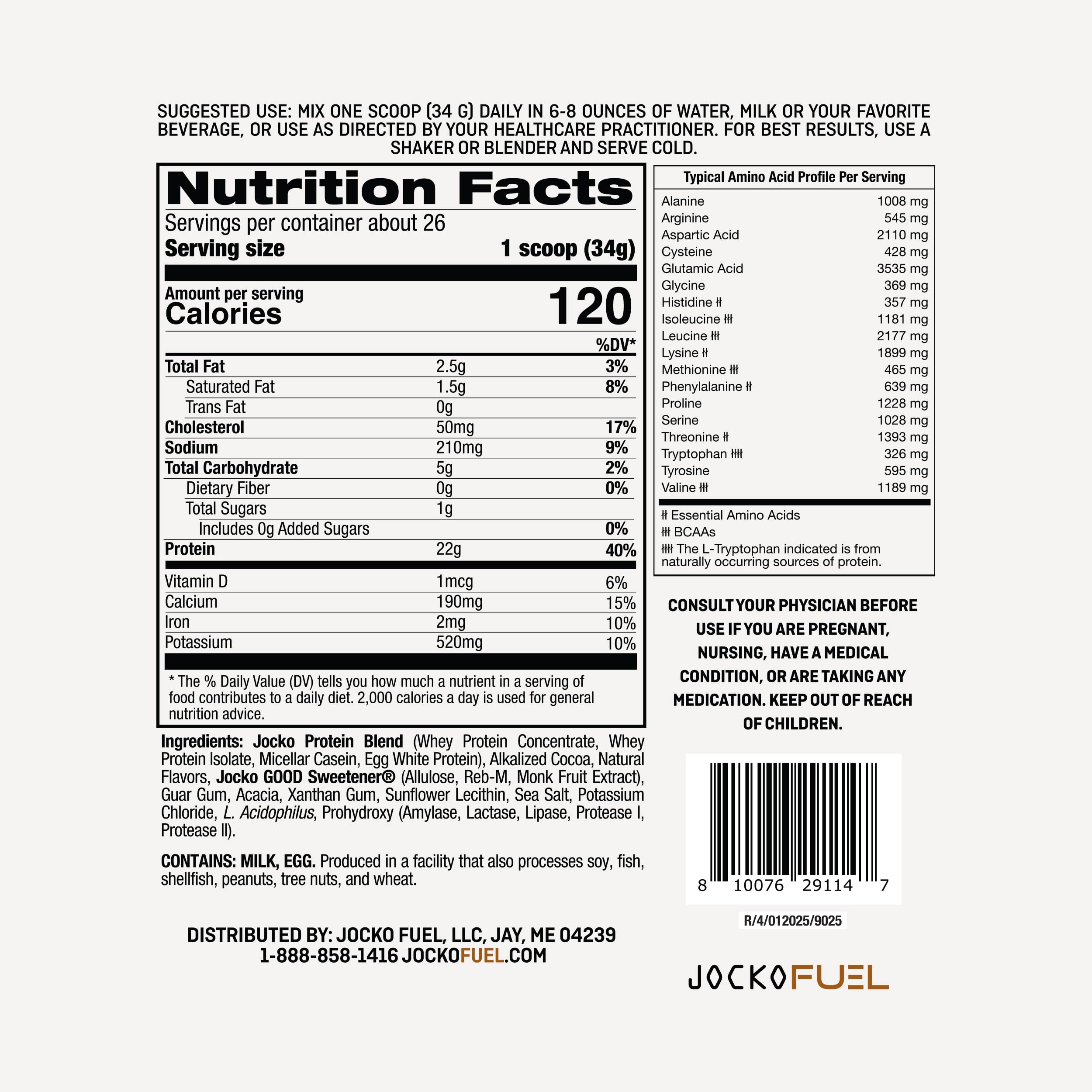 Jocko Fuel polvo de chocolate con textura cremosa y mezcla fácil