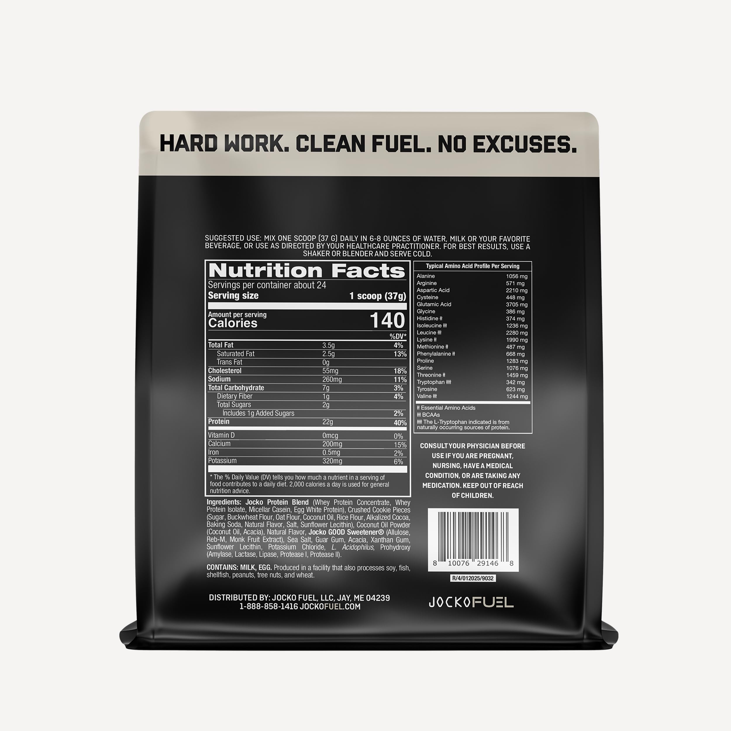 Jocko Fuel polvo textura vista cercana que facilita mezcla rápida y uniforme