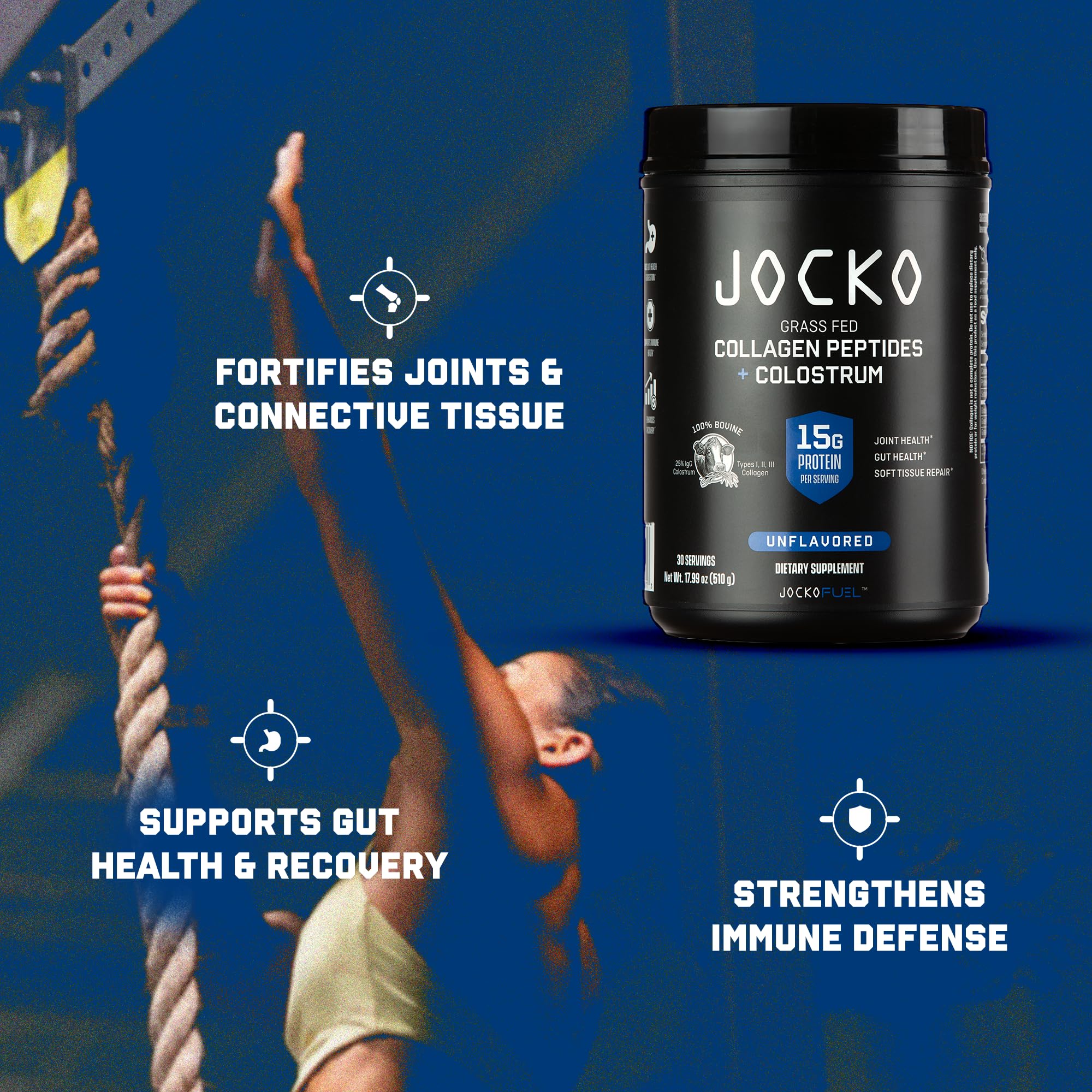 Jocko Fuel en contexto de vida activa con atleta, ilustrando soporte para recuperación